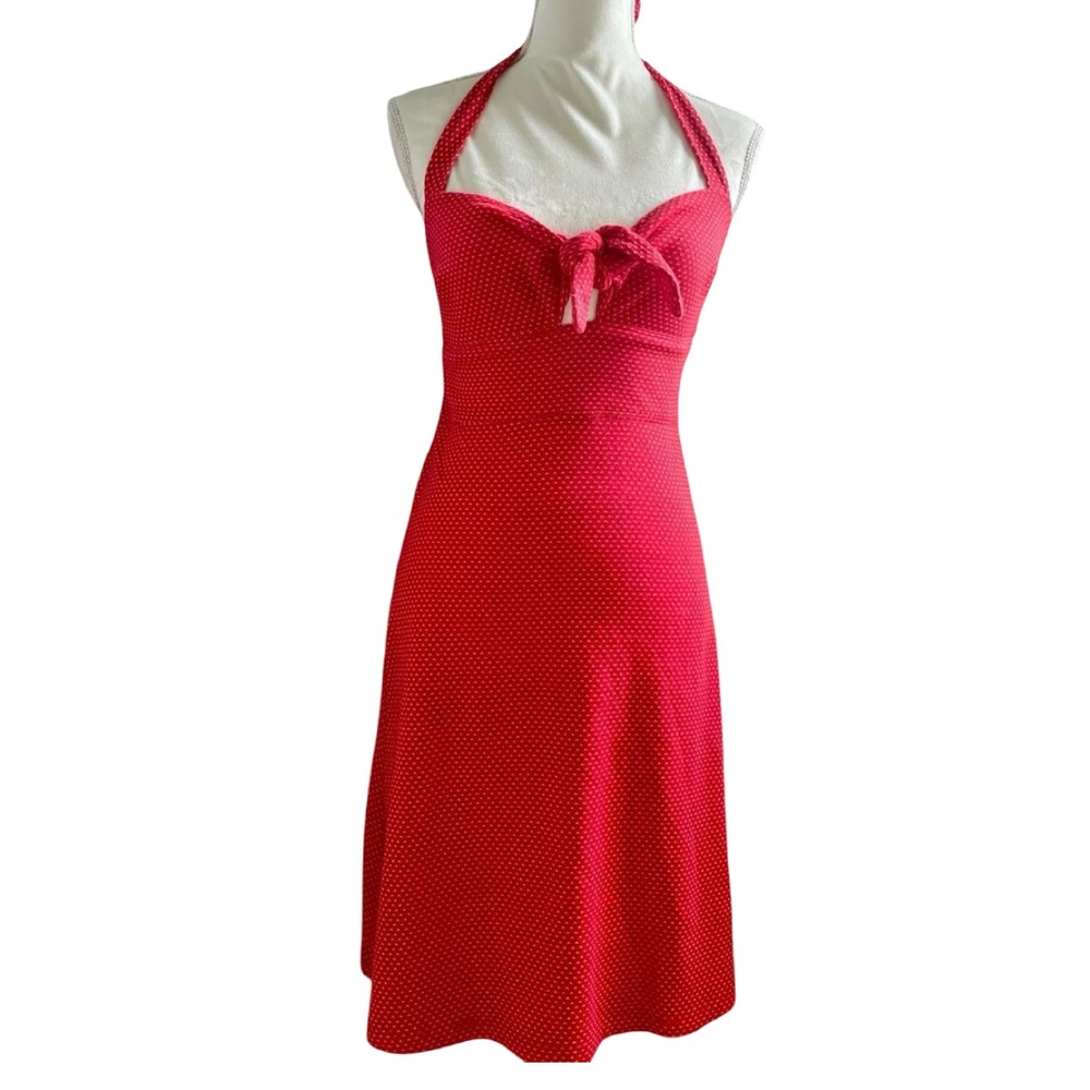 Y2K BETSEY JOHNSON MINI HEART PRINT HALTER DRESS